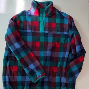 Lands' End Colorful Checkered Fleece Pullover
